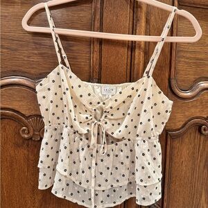 Le Lis Cream and Black Floral Camisole